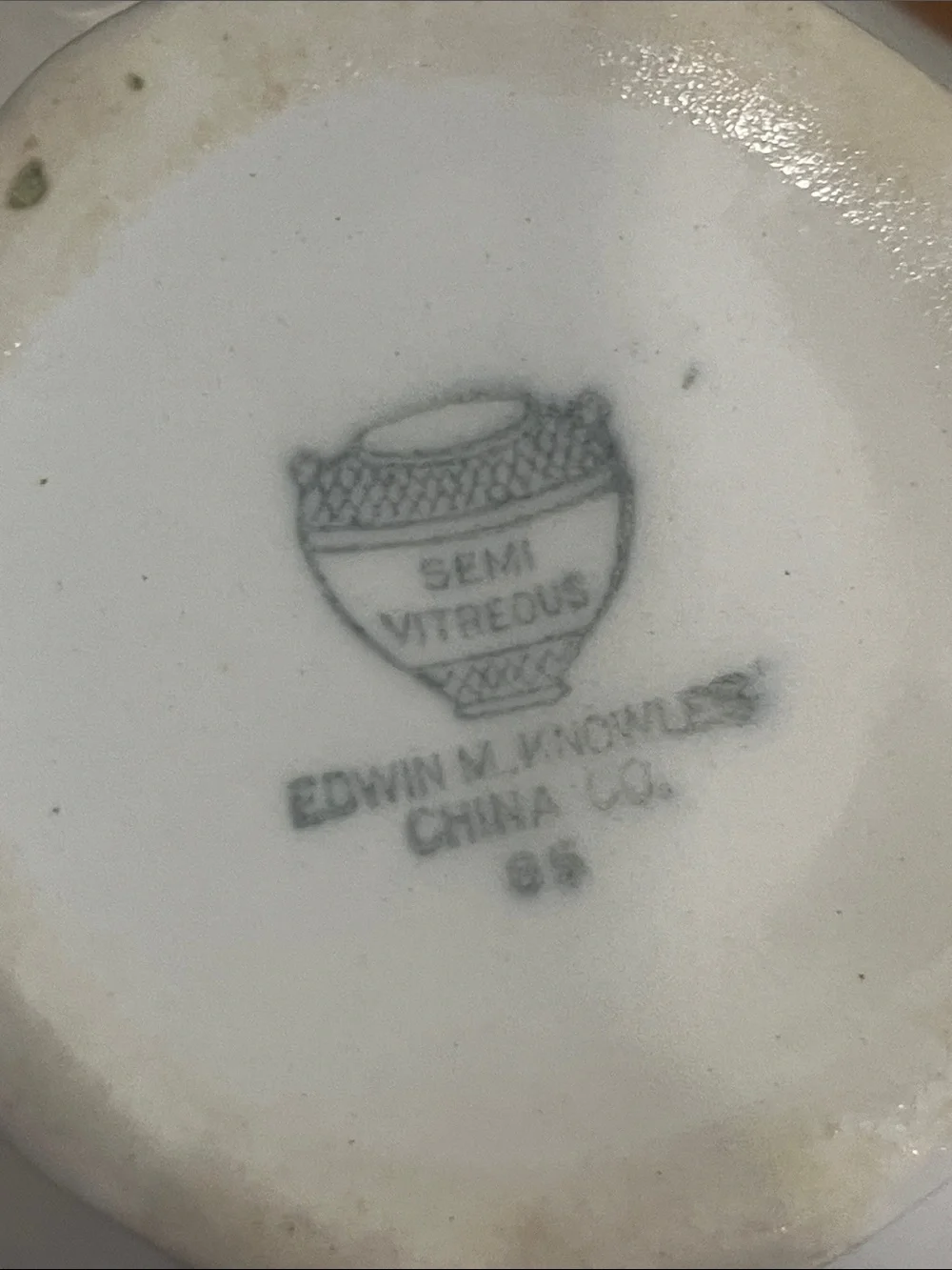 VTG Edwin M Knowles Sugar Dish Gold accents Semi Vitreous Serve-wear 372